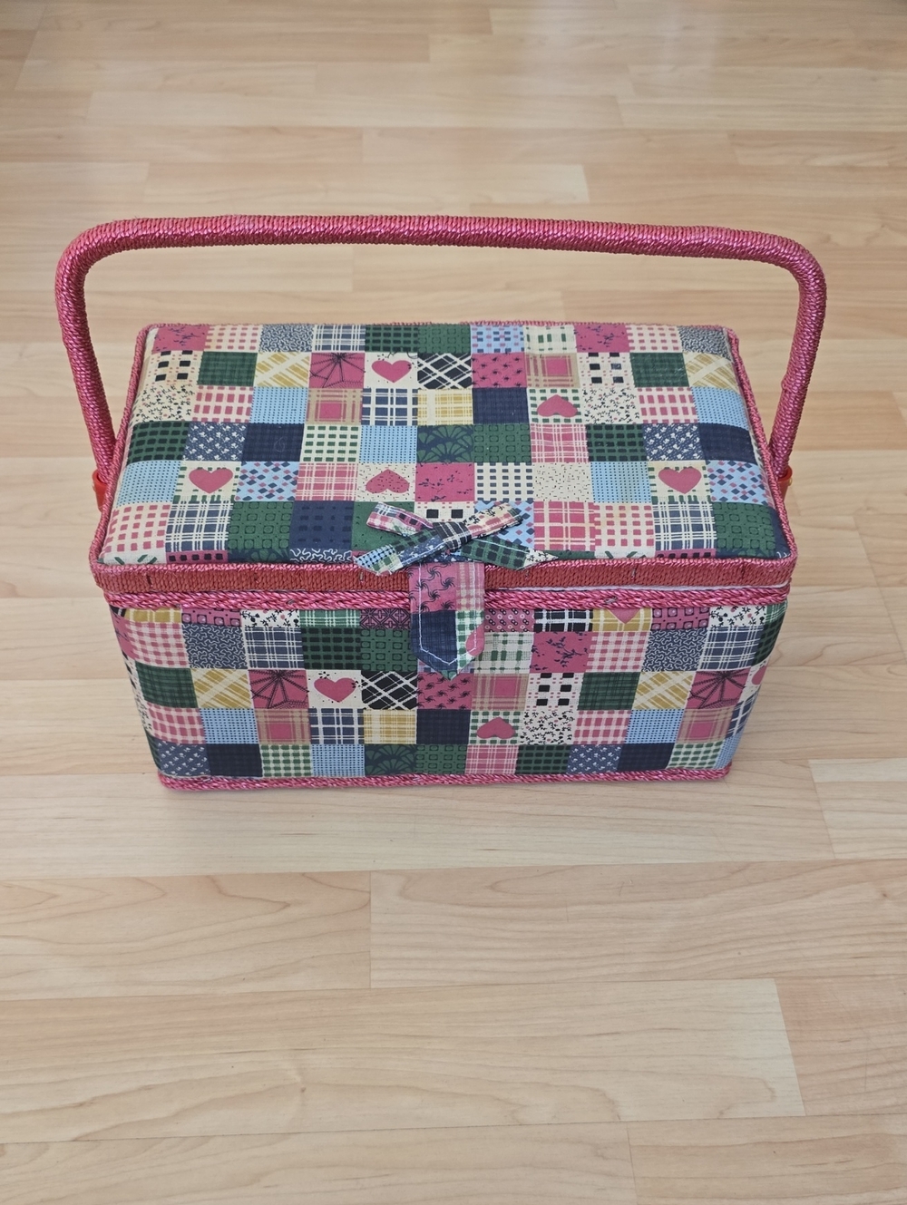 Vintage Patchwork Sewing & Knitting Colorful Box 11.5"×6.5"×6"